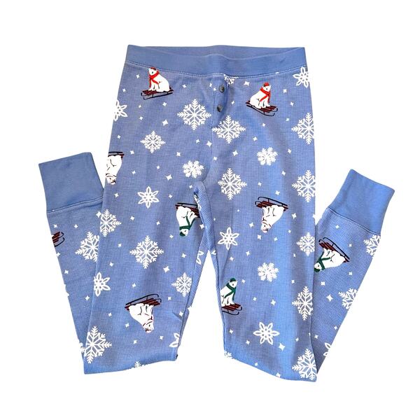 NEW Old Navy Polar Bear Holiday Print Blue Waffle Knit Pajama Set Size Small - Picture 6 of 12
